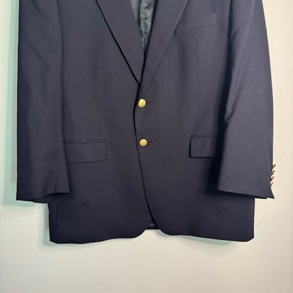 Chaps Ralph Lauren Wool Navy Blue / Gold Button Blazer Size 46R - Picture 3 of 5